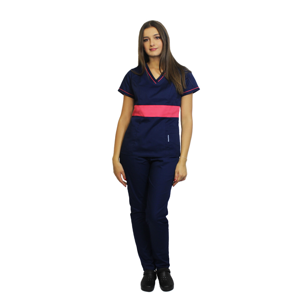 OUTLET Halat medical bleumarin cu ciclam, model Sofia 4